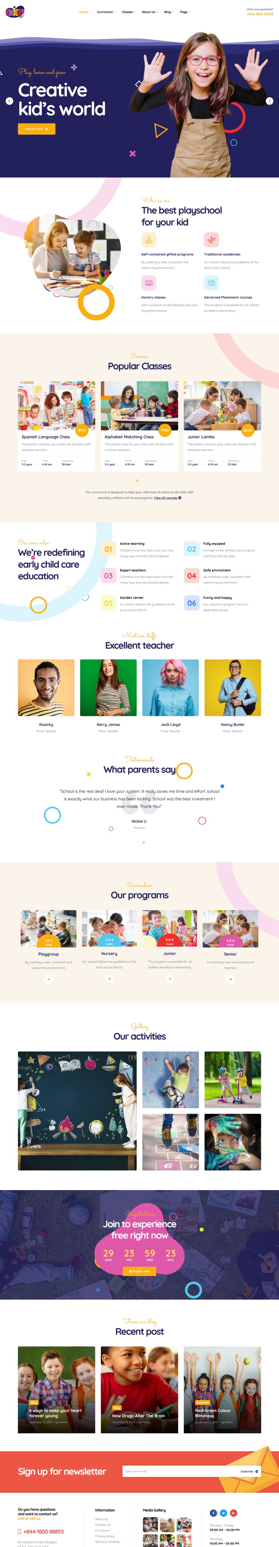 WordPress template ThemeForest Kindero