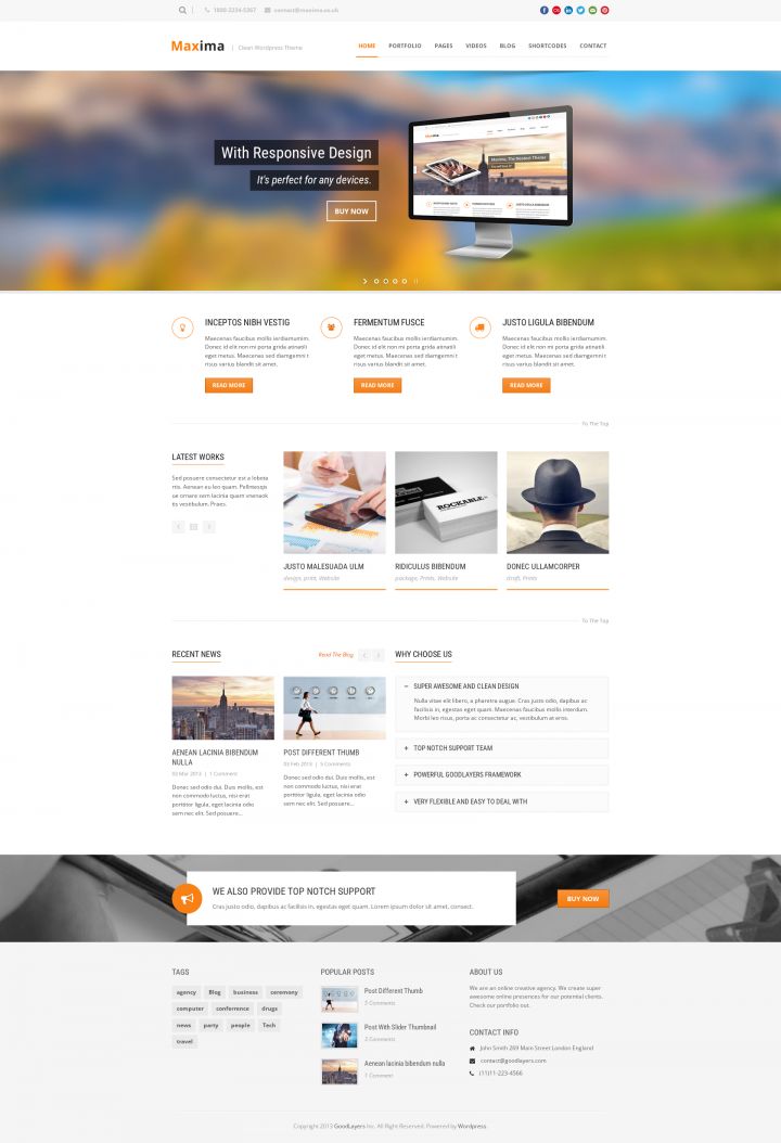WordPress template ThemeForest Maxima