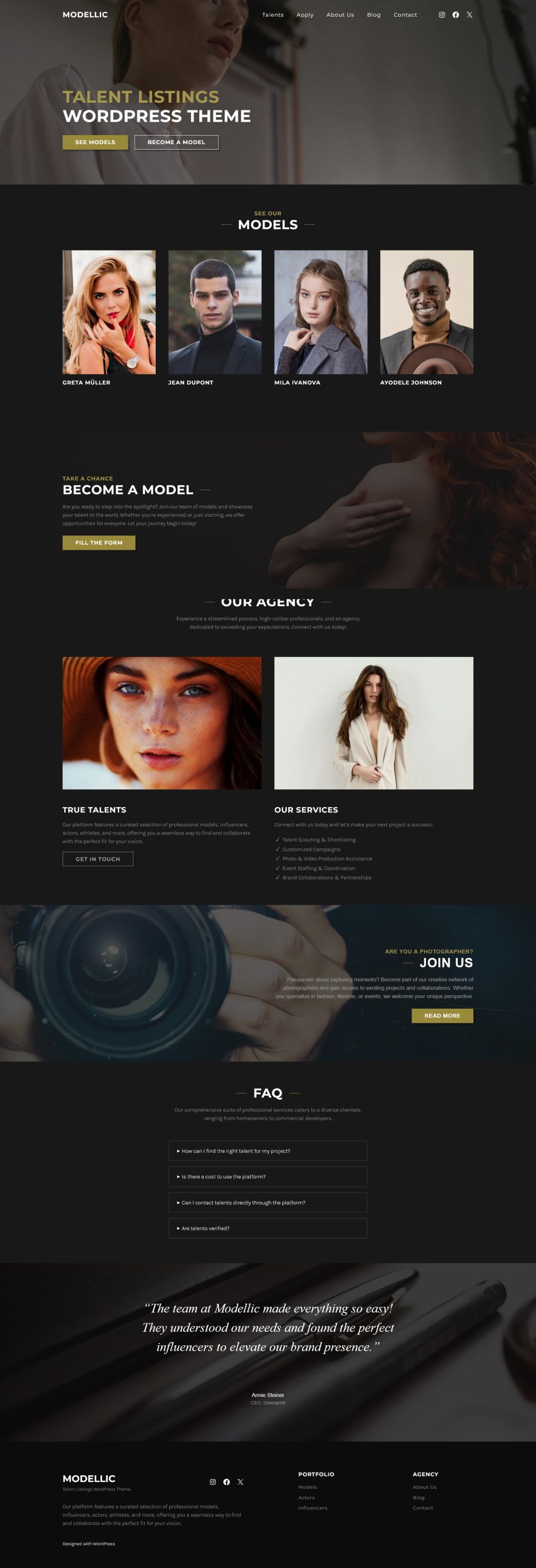 WordPress template ThemeForest Modellic