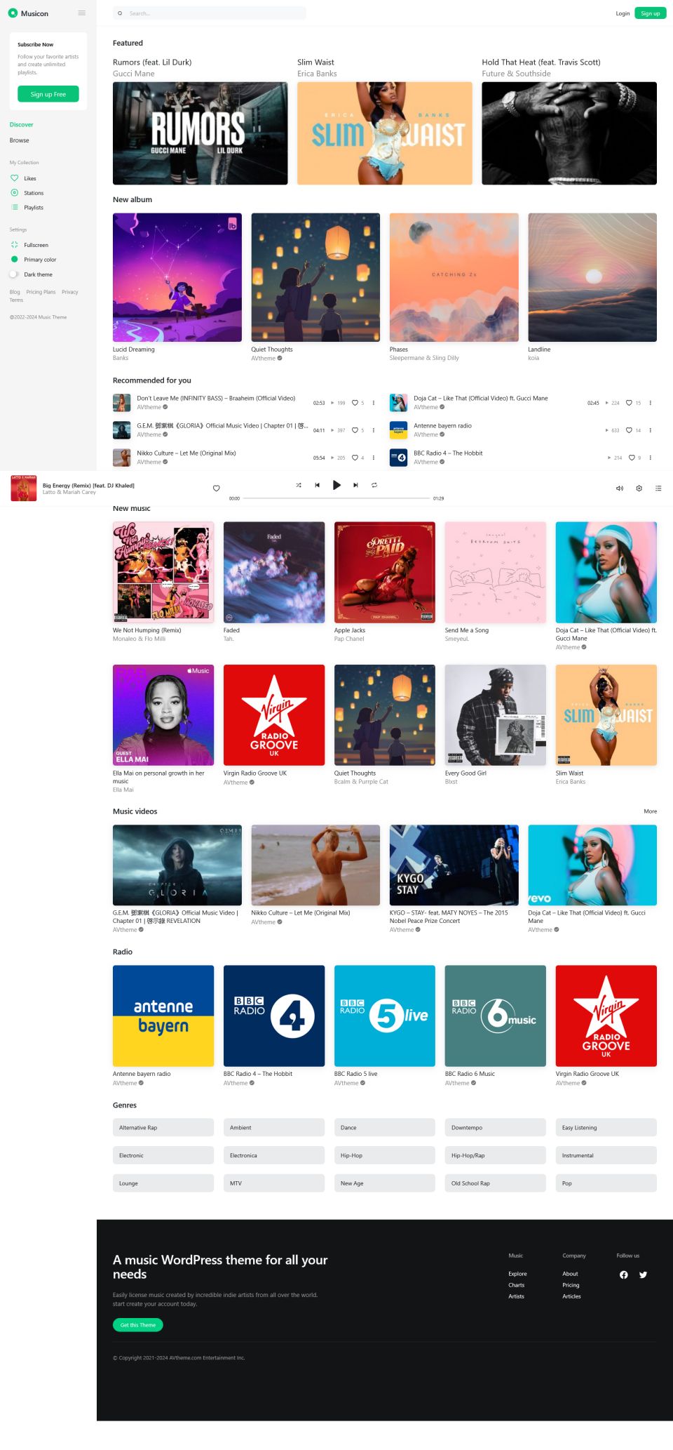 WordPress template ThemeForest Musicon