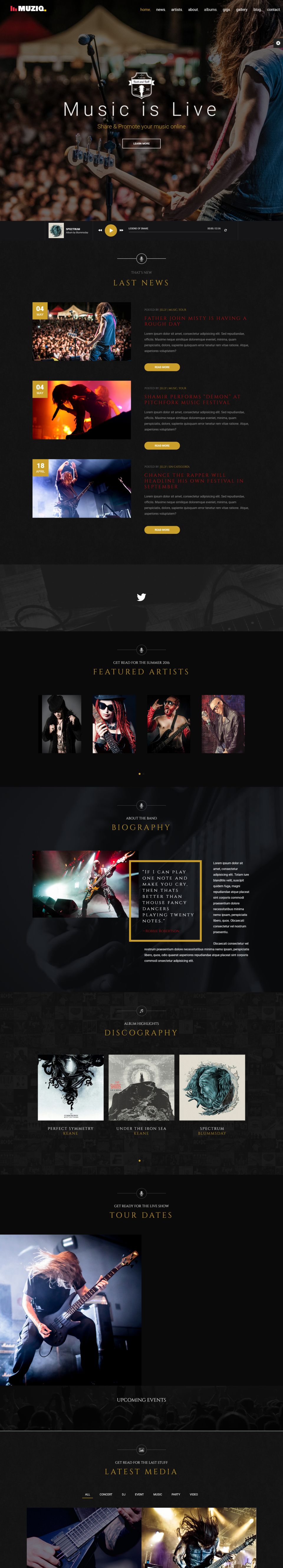 Template ThemeForest Muziq WordPress template ThemeForest Muziq