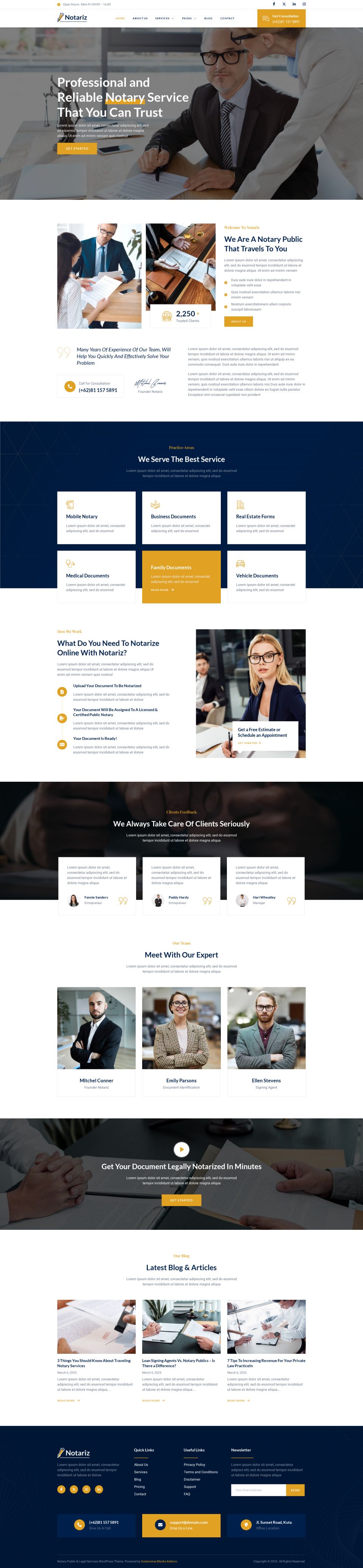 WordPress template ThemeForest Notariz