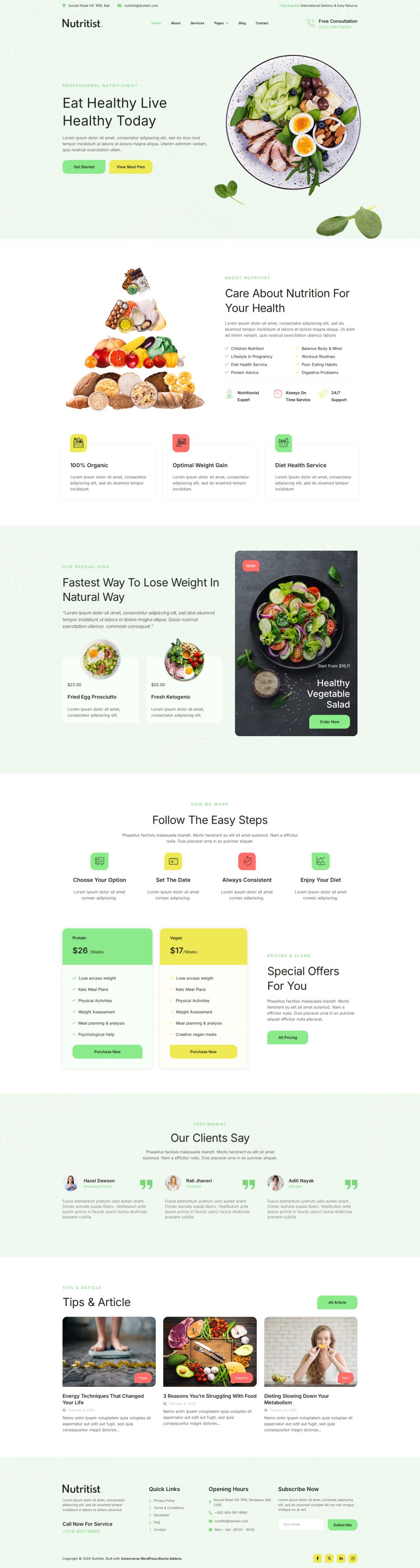 WordPress template ThemeForest Nutritist