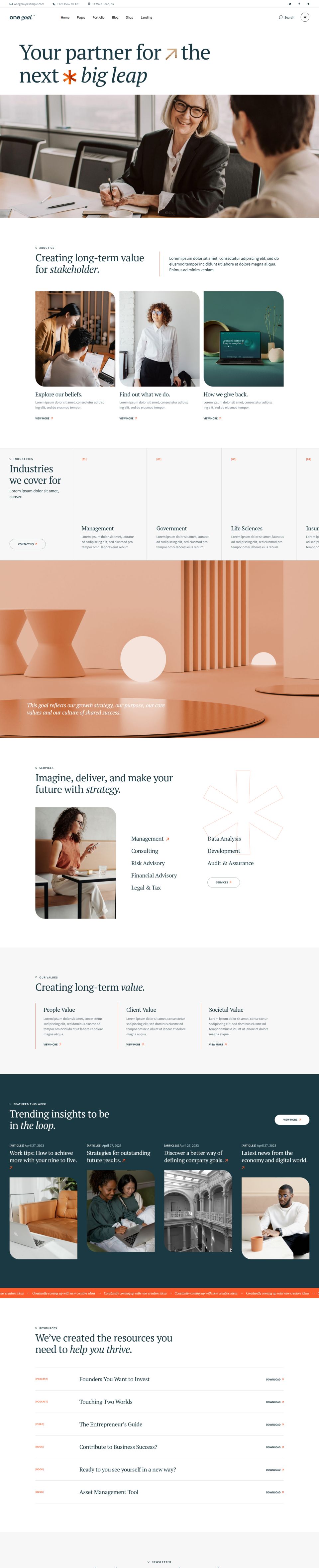 WordPress template ThemeForest One Goal