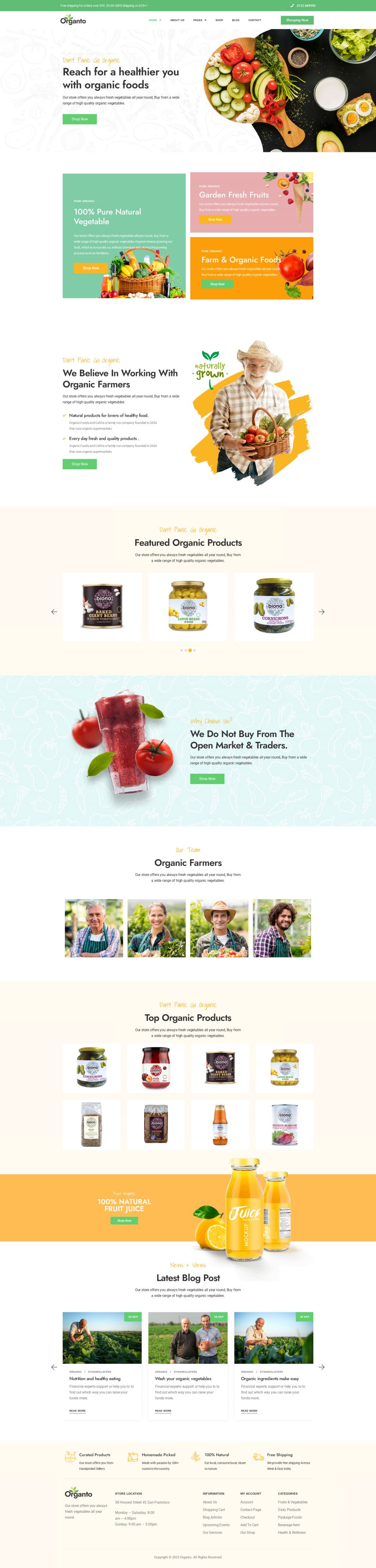 WordPress template ThemeForest Organto