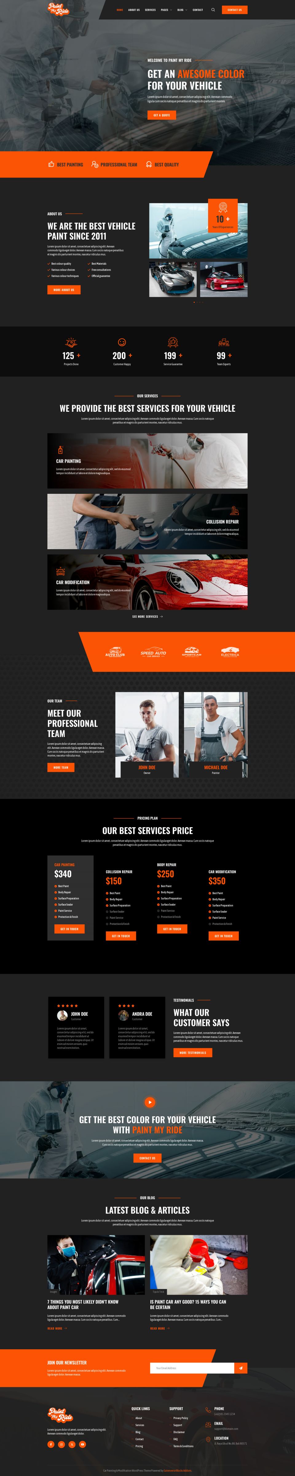 WordPress template ThemeForest PaintMyRide