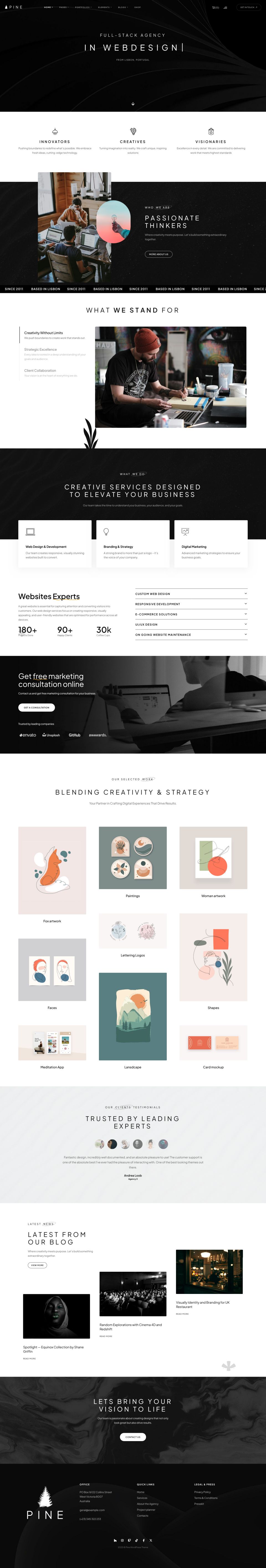WordPress template ThemeForest Pine