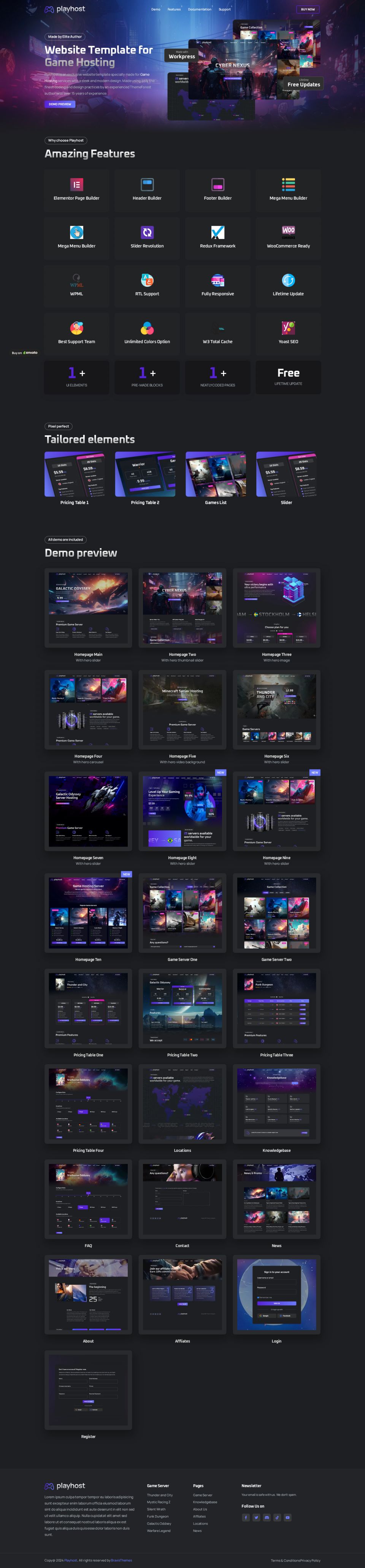 WordPress template ThemeForest Playhost