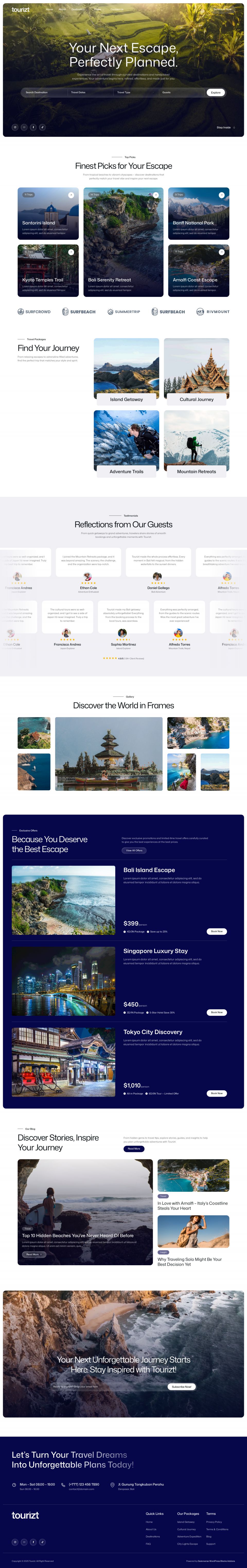 Template ThemeForest Tourizt WordPress template ThemeForest Tourizt