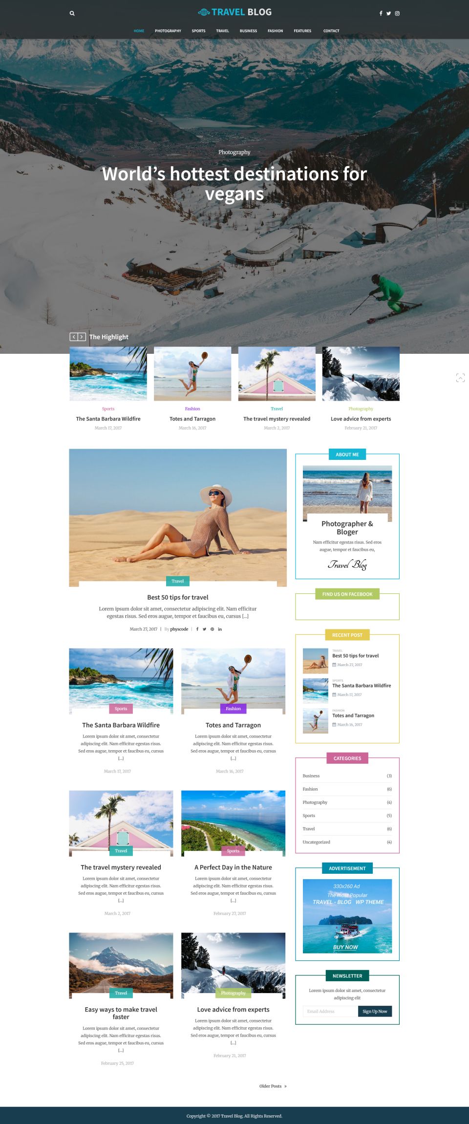 WordPress template ThemeForest Travel Blog