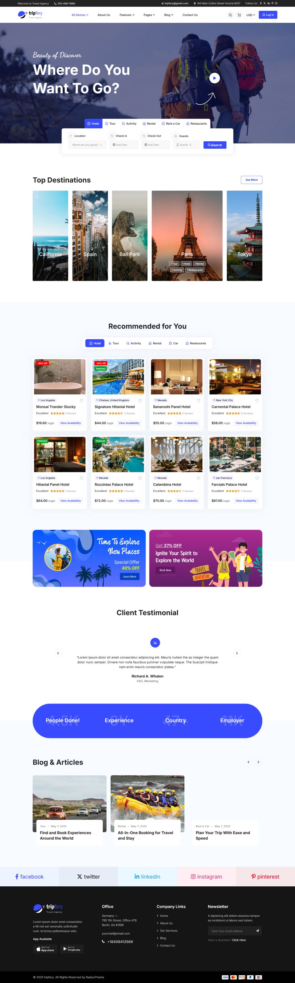 WordPress template ThemeForest Tripfery
