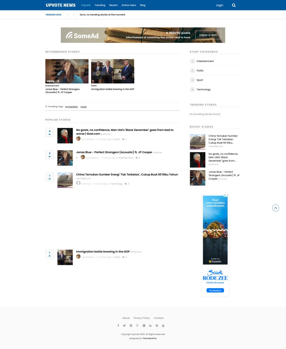WordPress template ThemeForest UpVote