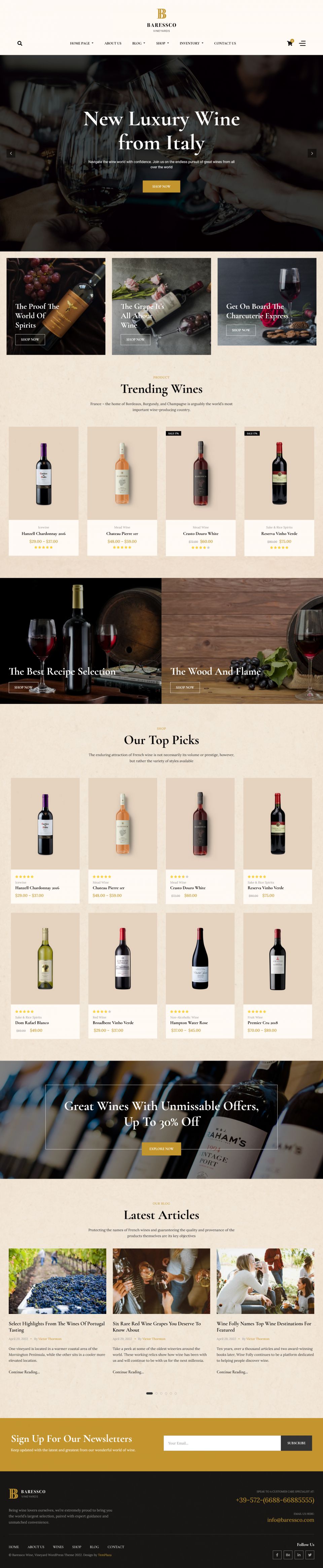 WordPress template ThemeForest Baressco