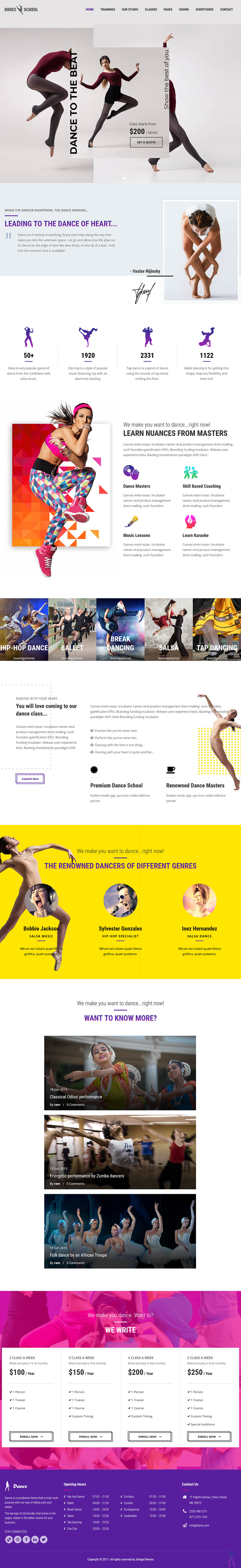 WordPress template ThemeForest Dance School