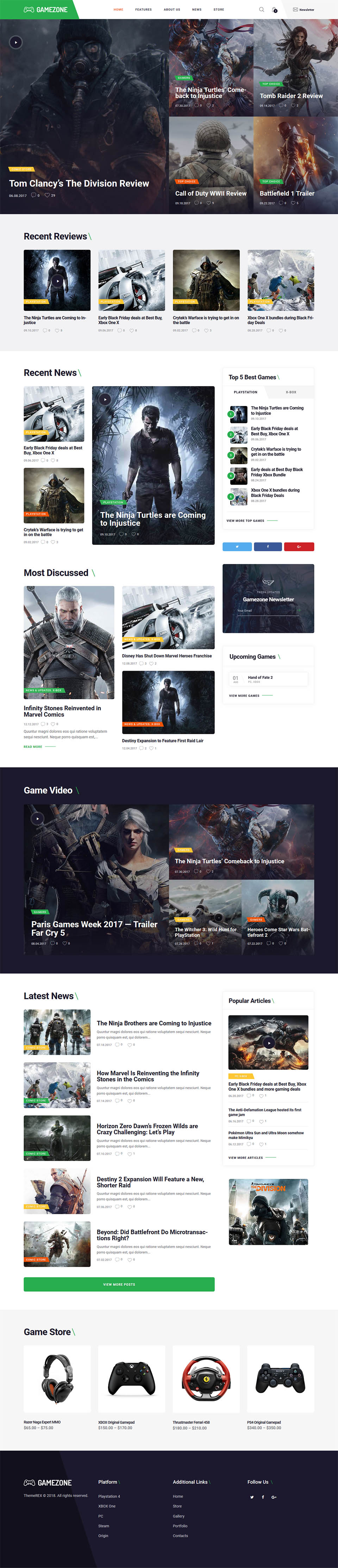 WordPress template ThemeForest Gamezone