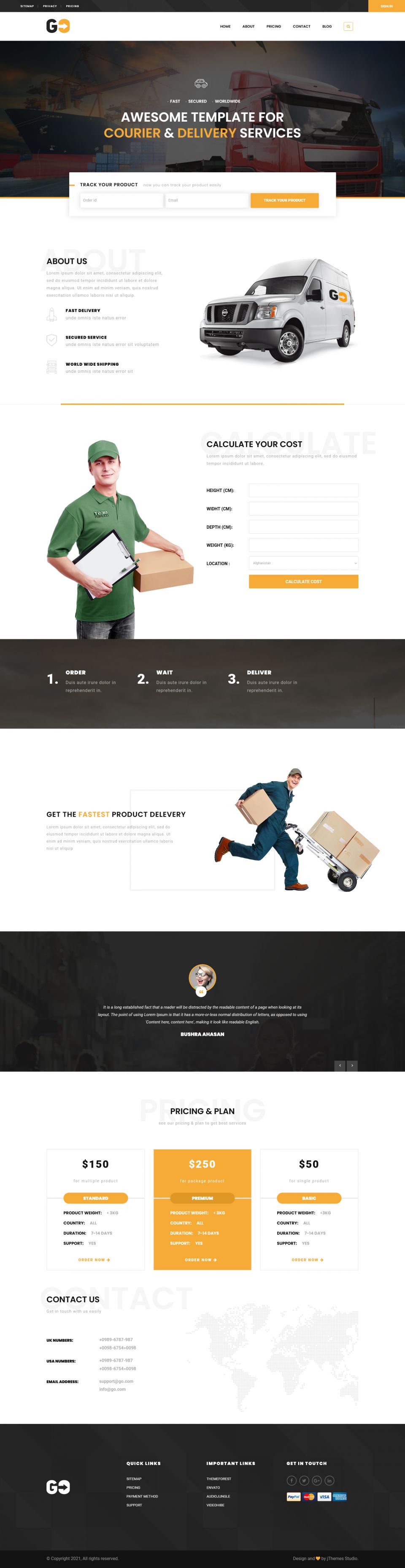 WordPress template ThemeForest GO Courier