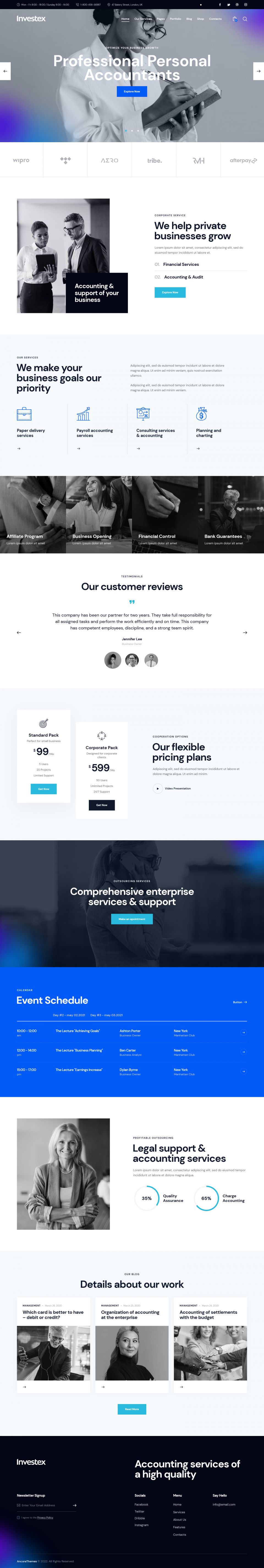 WordPress template ThemeForest Investex