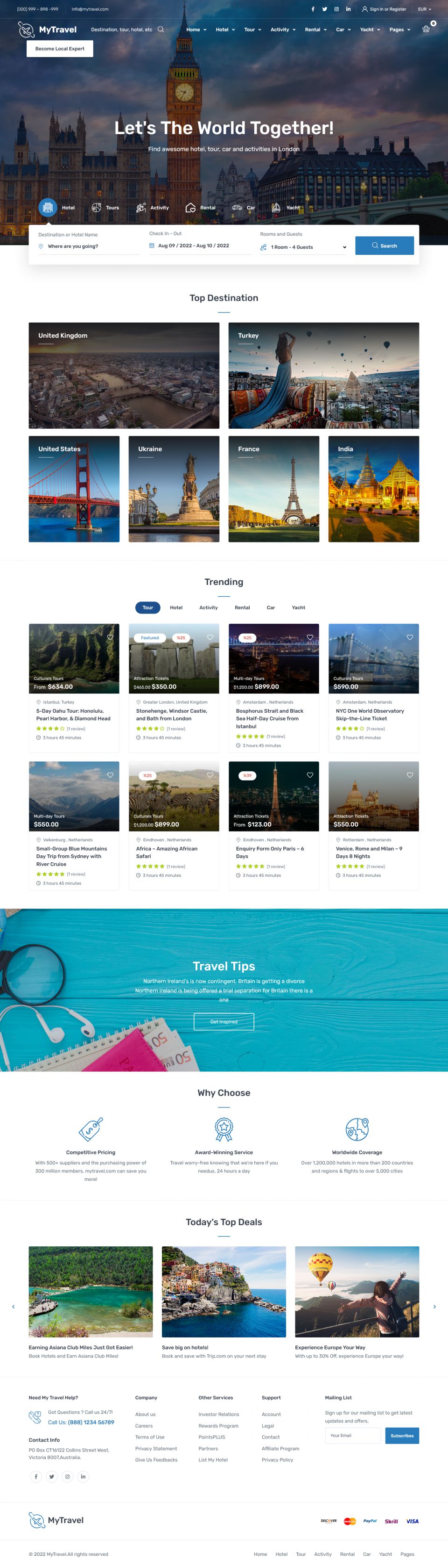 WordPress template ThemeForest MyTravel