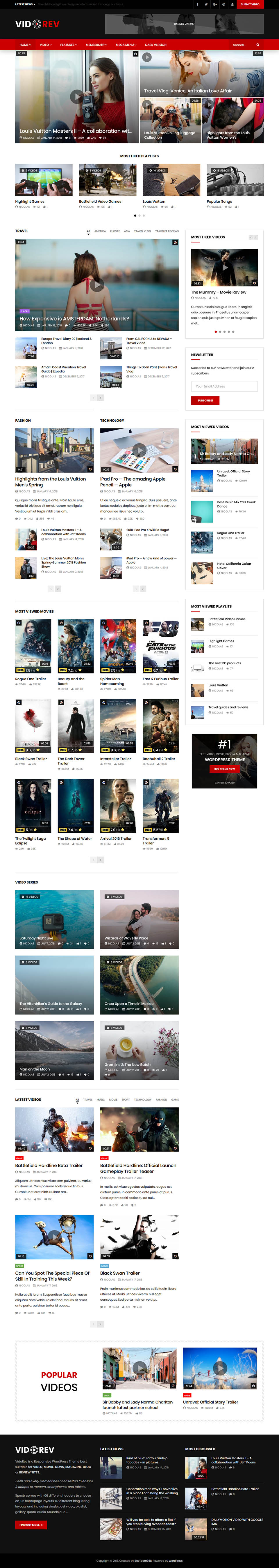 Template ThemeForest VidoRev WordPress template ThemeForest VidoRev