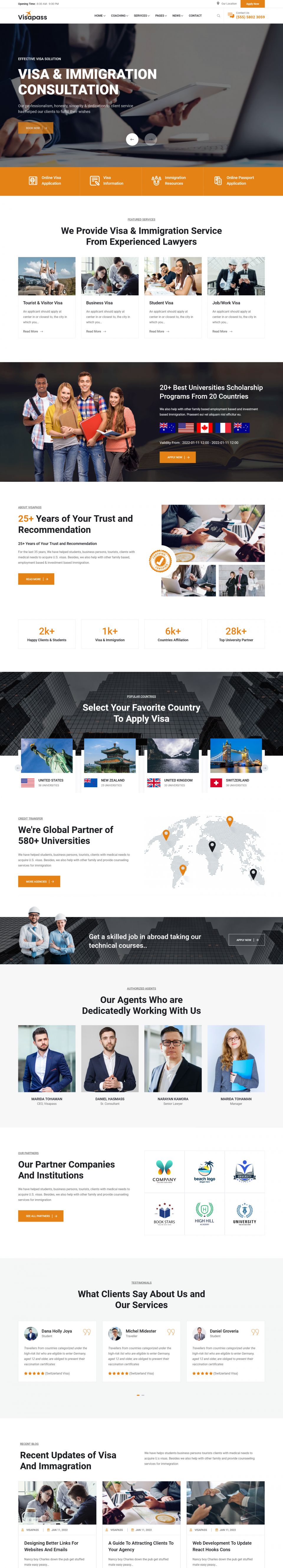 WordPress template ThemeForest Visapass