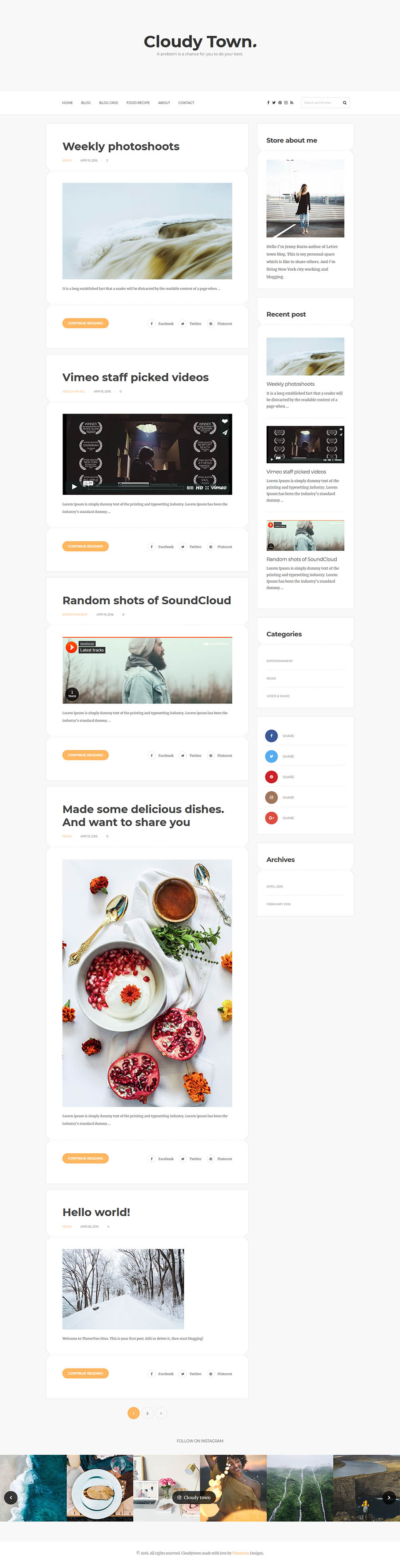 Template ThemeForest Cloudy Town WordPress template ThemeForest Cloudy Town