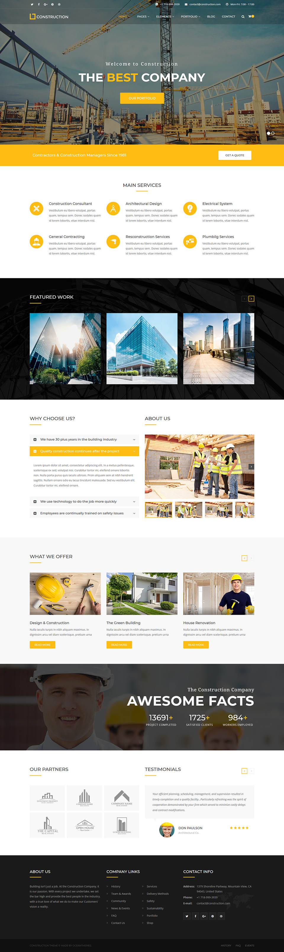 WordPress template ThemeForest Construction