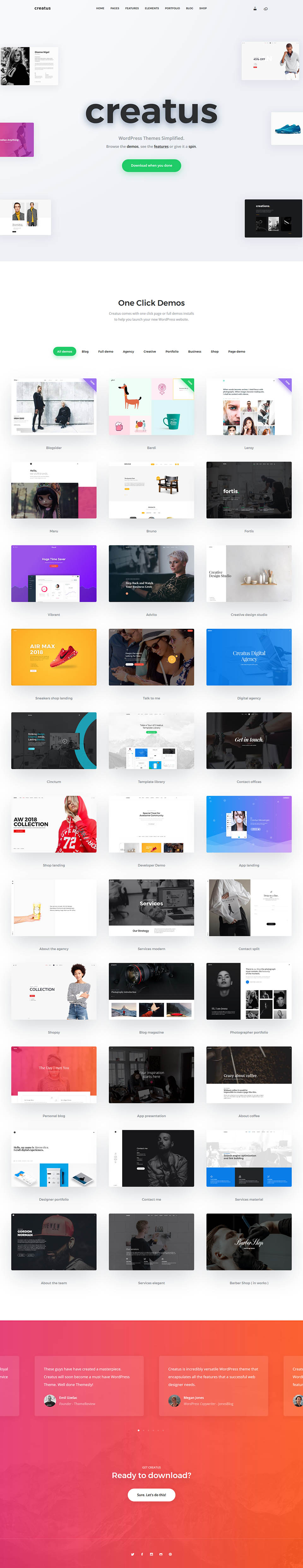 WordPress template ThemeForest Creatus