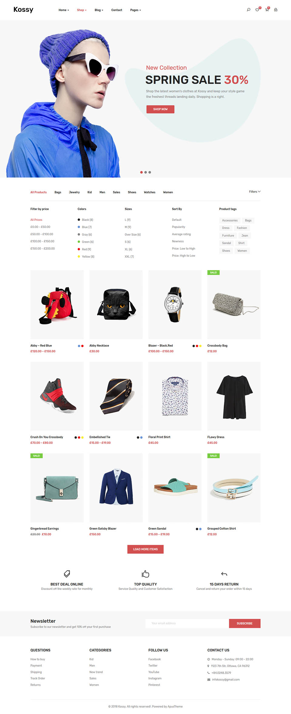 WordPress template ThemeForest Kossy
