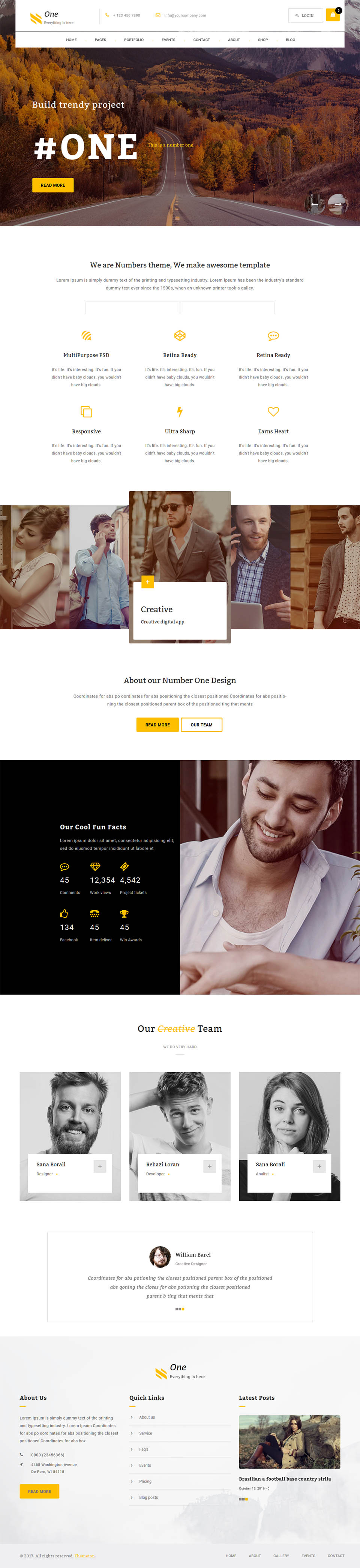 WordPress template ThemeForest One