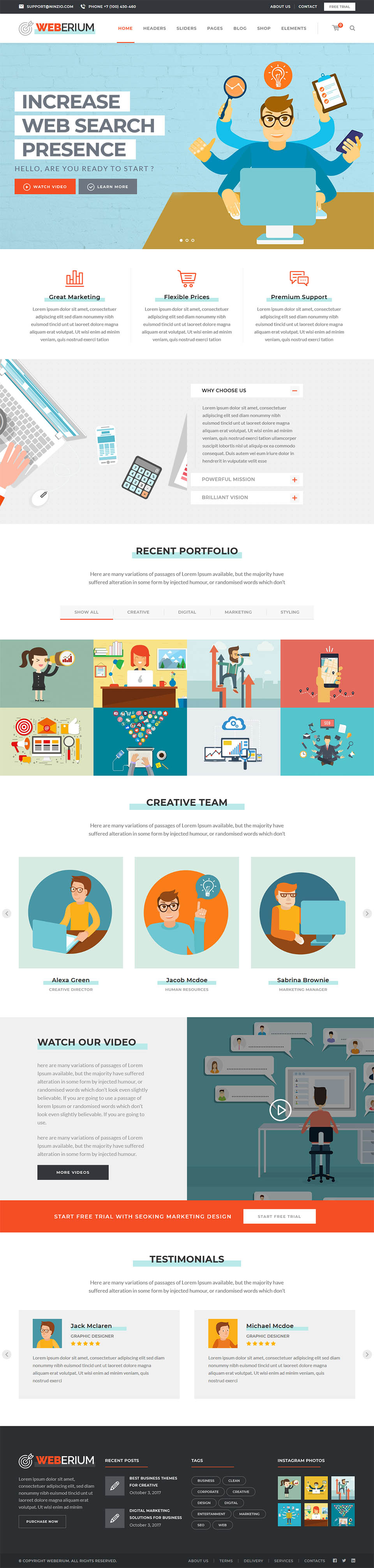 WordPress template ThemeForest Weberium
