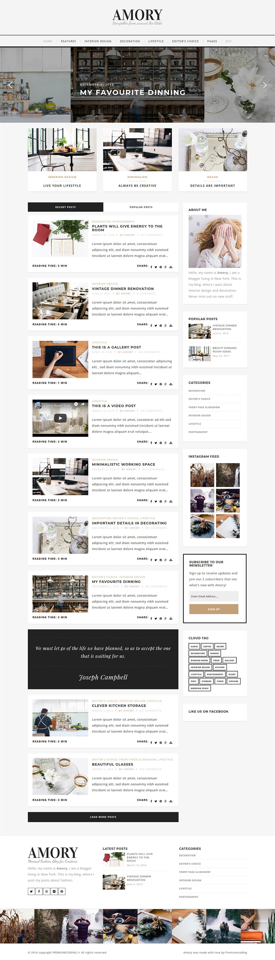 WordPress template ThemeForest Amory