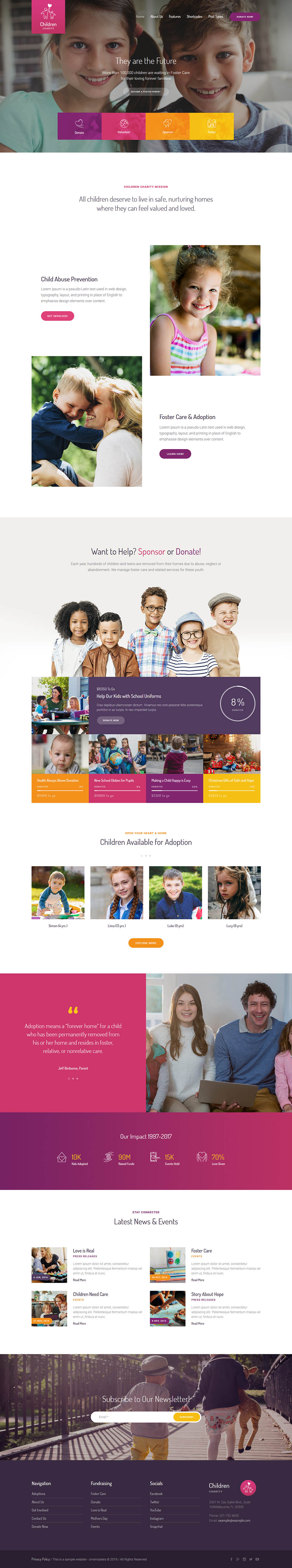 WordPress template ThemeForest Children Charity