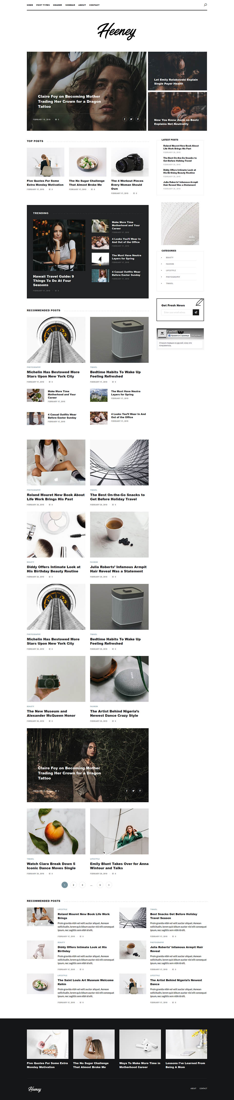 WordPress template ThemeForest Heeney