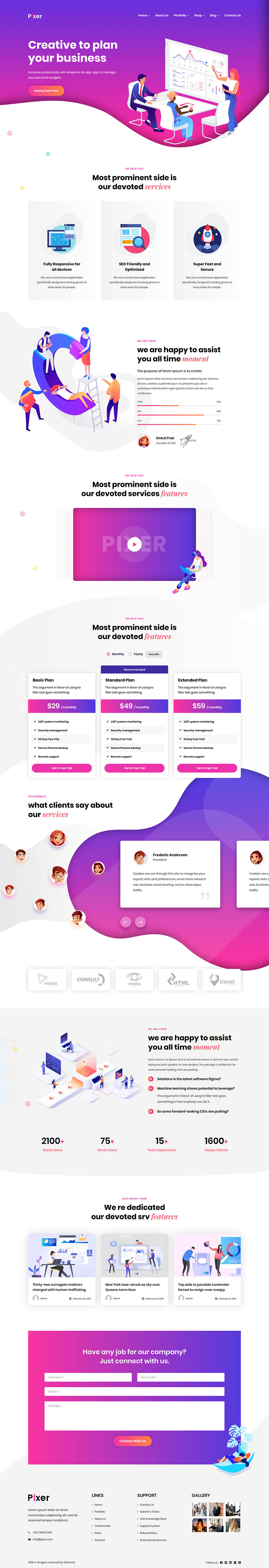WordPress template ThemeForest Pixer