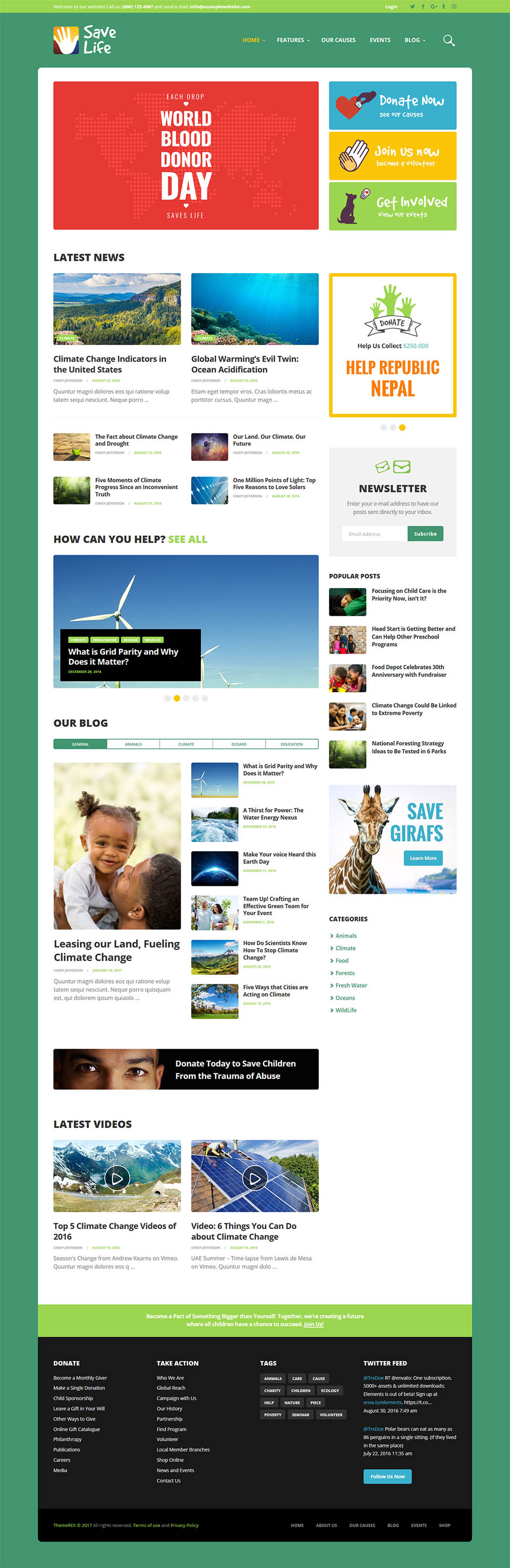 Template ThemeForest Save Life WordPress template ThemeForest Save Life