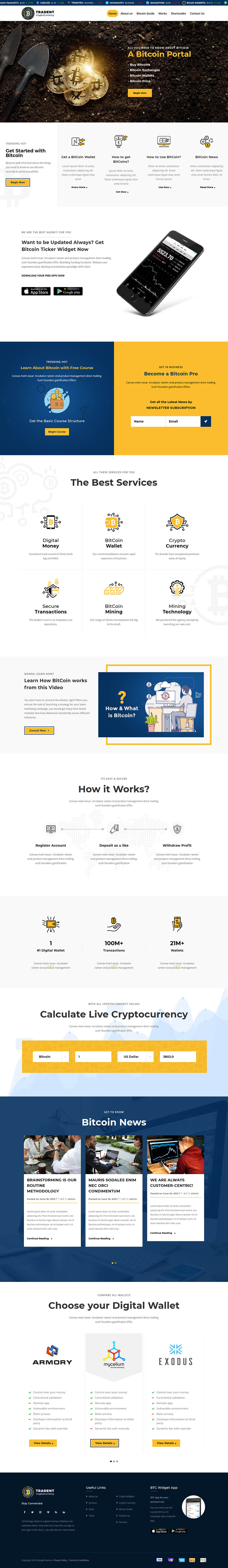 WordPress template ThemeForest Tradent Cryptocurrency