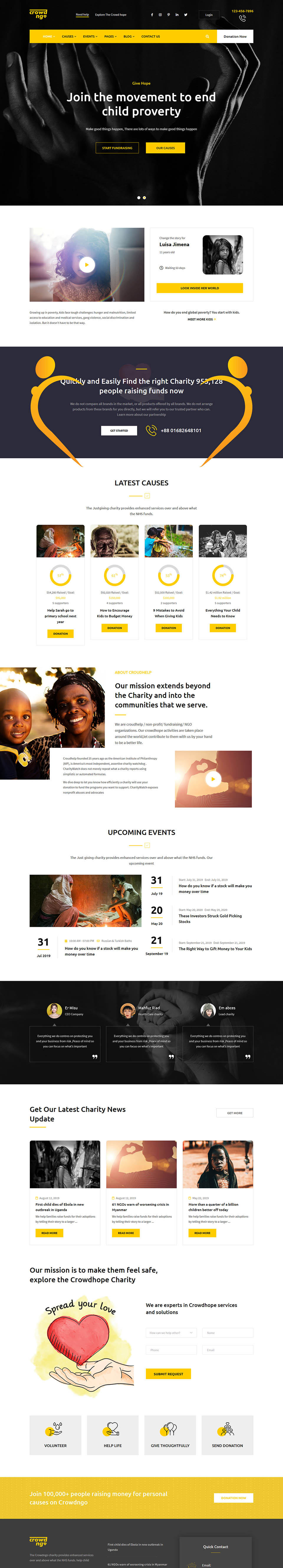 WordPress template ThemeForest Crowdngo