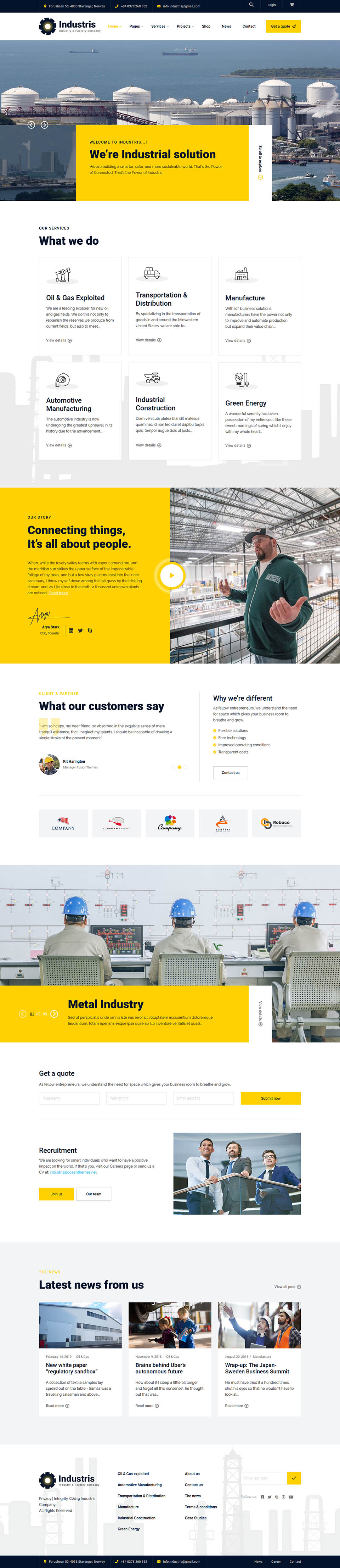 WordPress template ThemeForest Industris