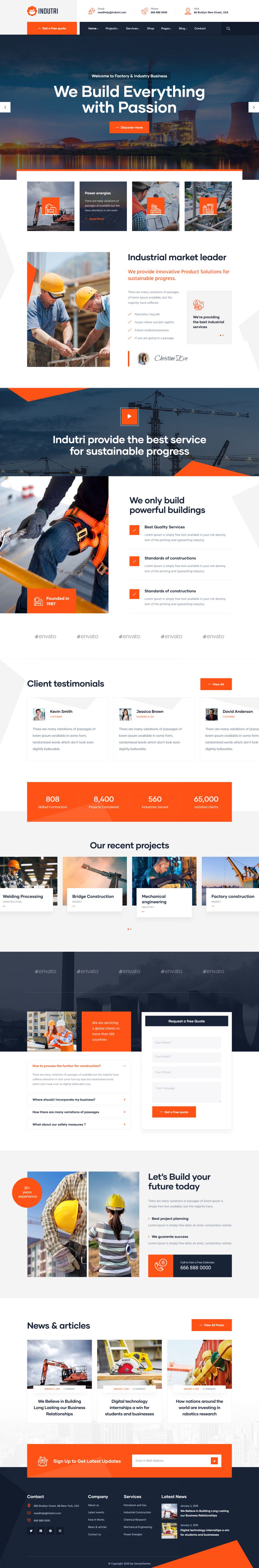 WordPress template ThemeForest Indutri