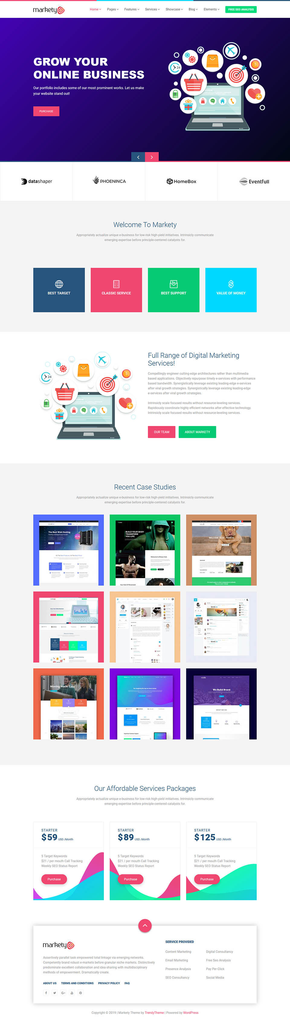 WordPress template ThemeForest Markety