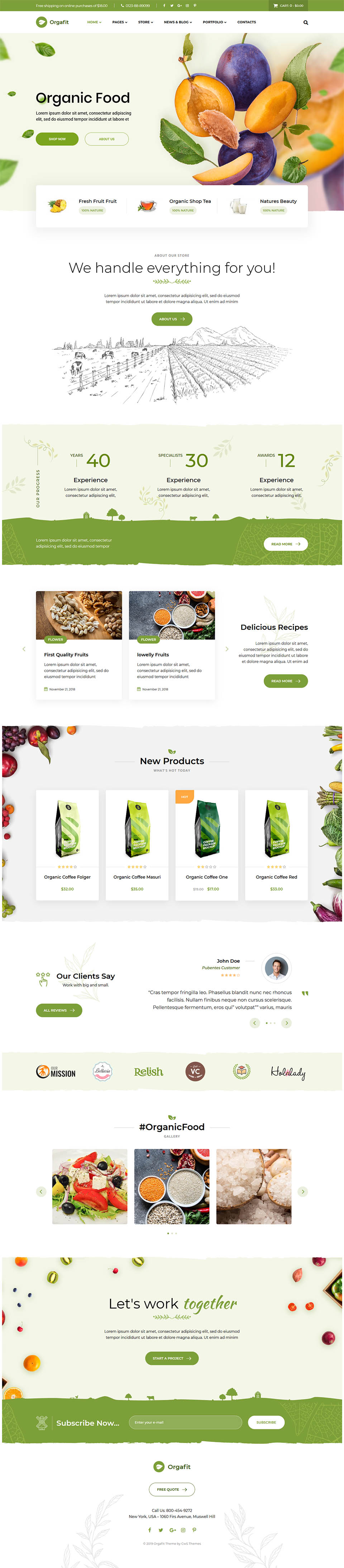 WordPress template ThemeForest OrgaFit
