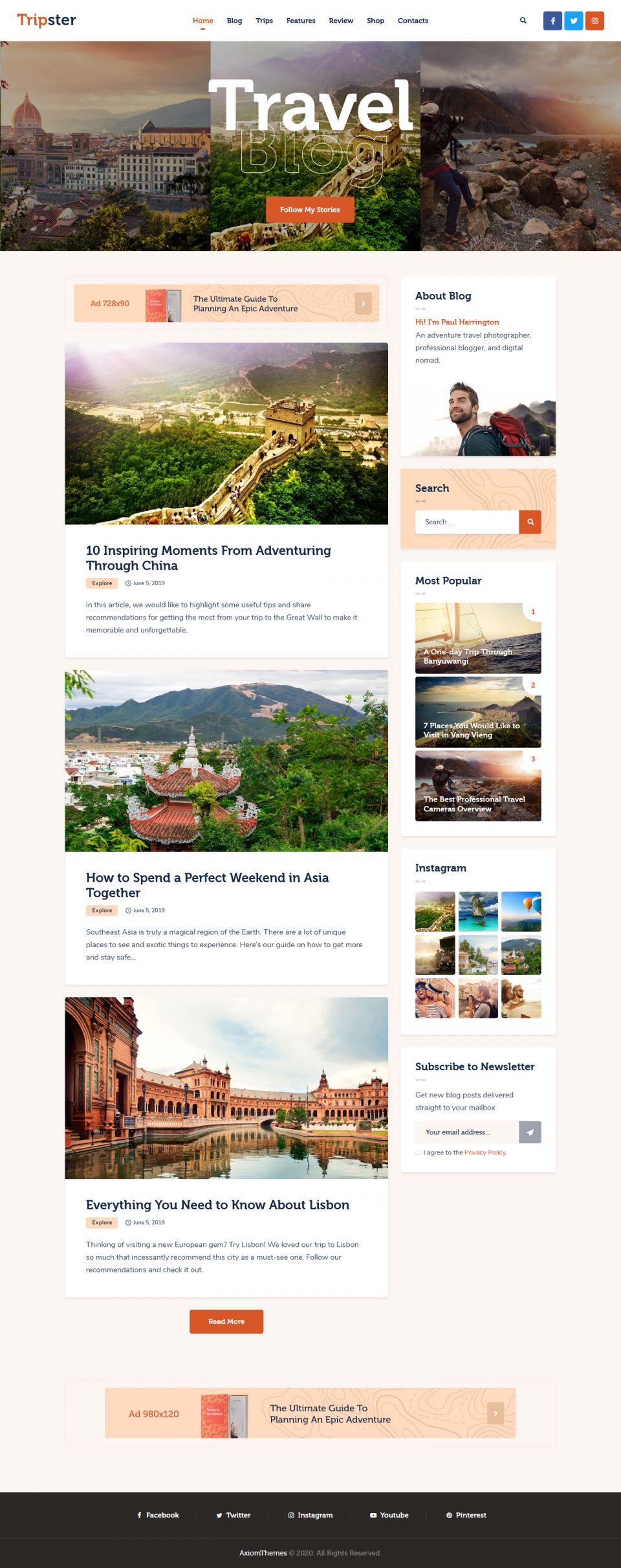 WordPress template ThemeForest Tripster