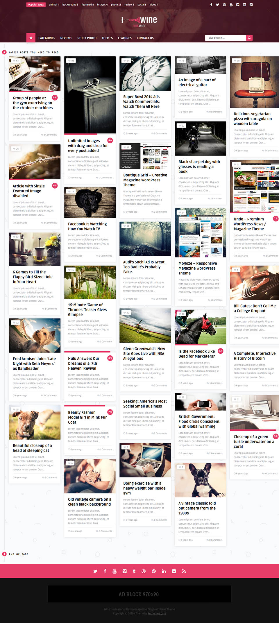WordPress template ThemeForest Wine Masonry