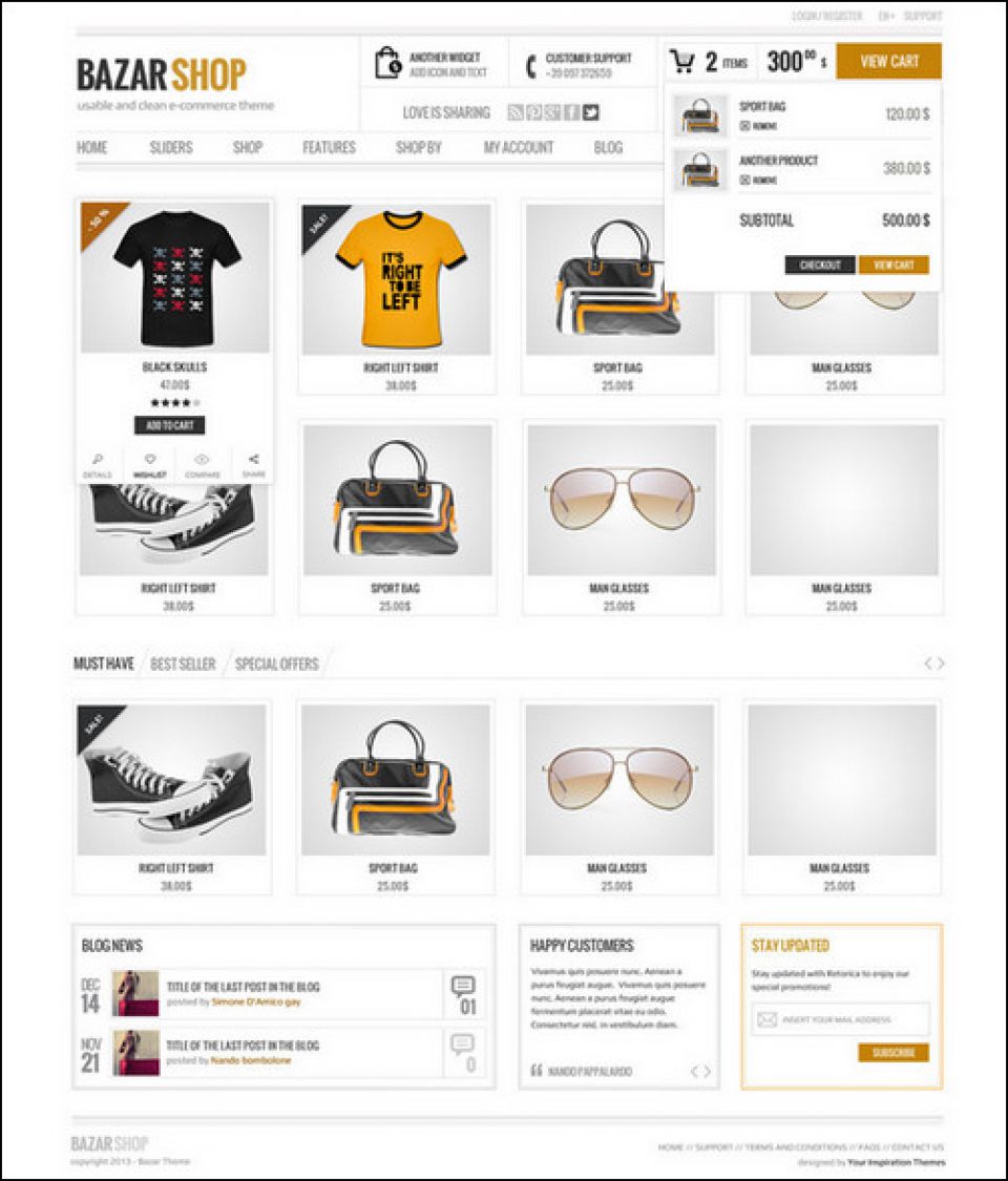 WordPress template ThemeForest Bazar