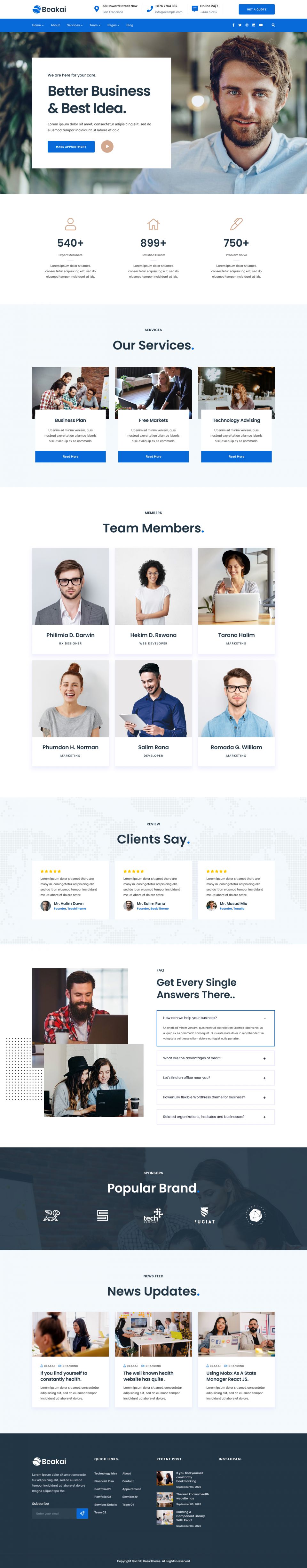 WordPress template ThemeForest Beakai