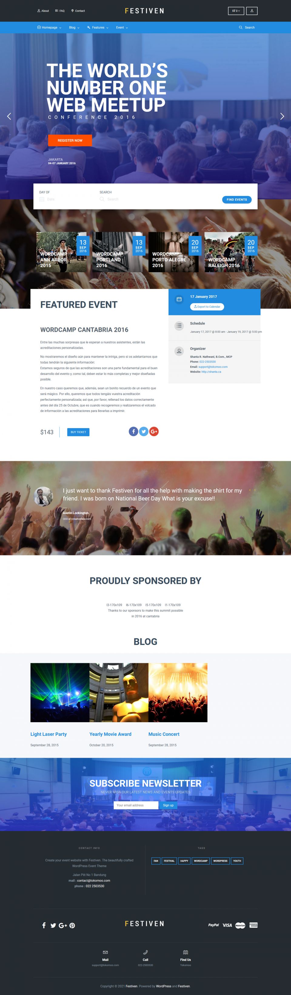 Template ThemeForest Festiven WordPress template ThemeForest Festiven