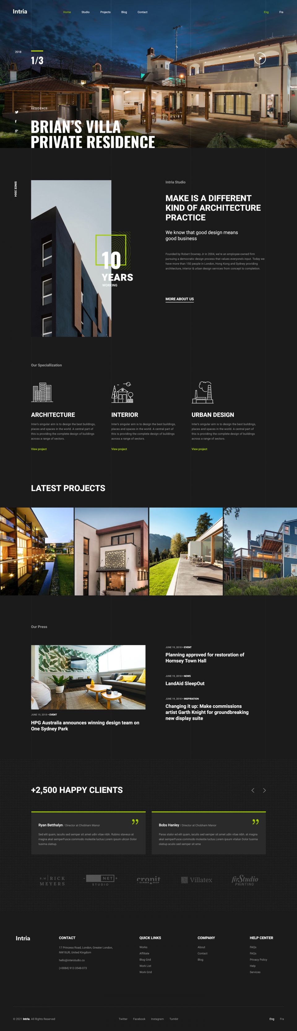 WordPress template ThemeForest Intria