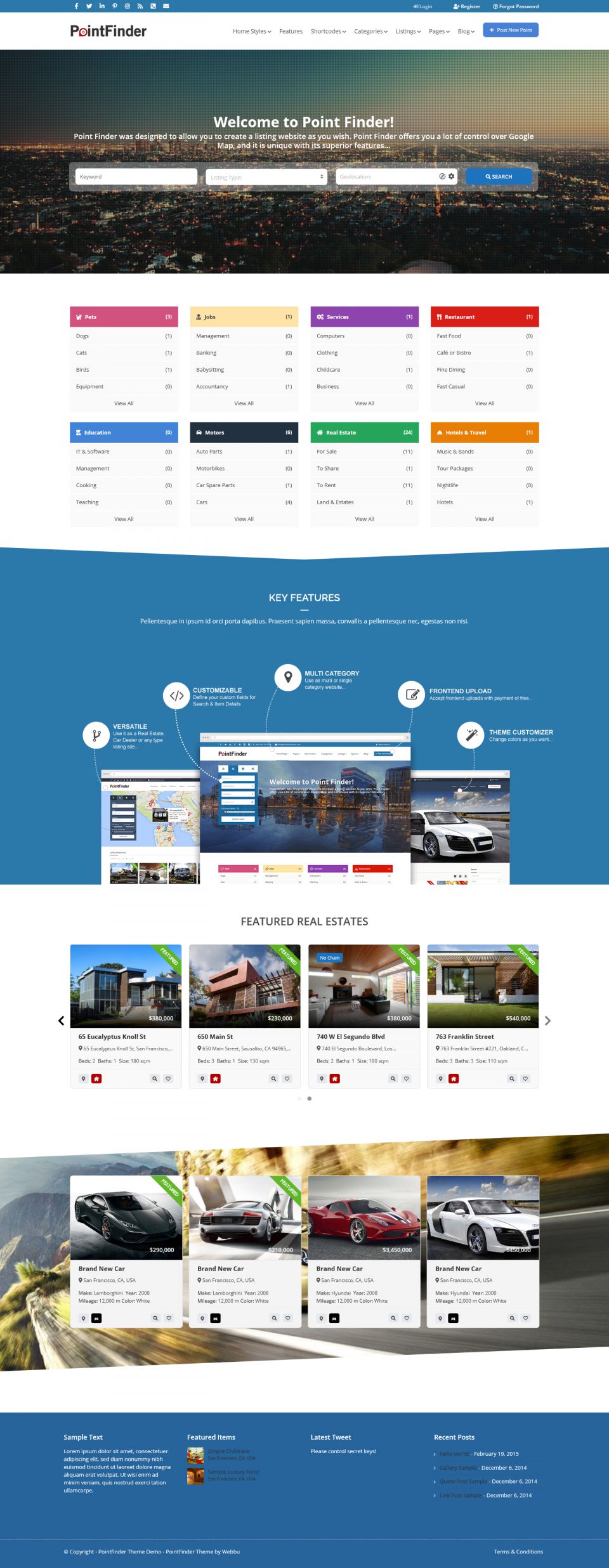 WordPress template ThemeForest PointFinder