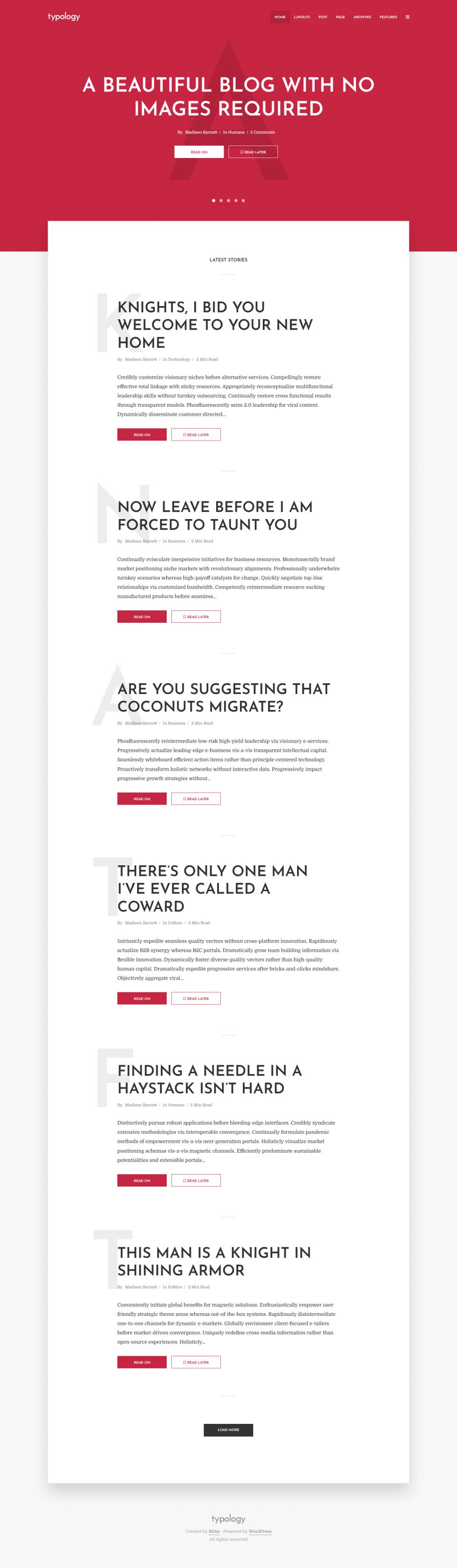 WordPress template ThemeForest Typology