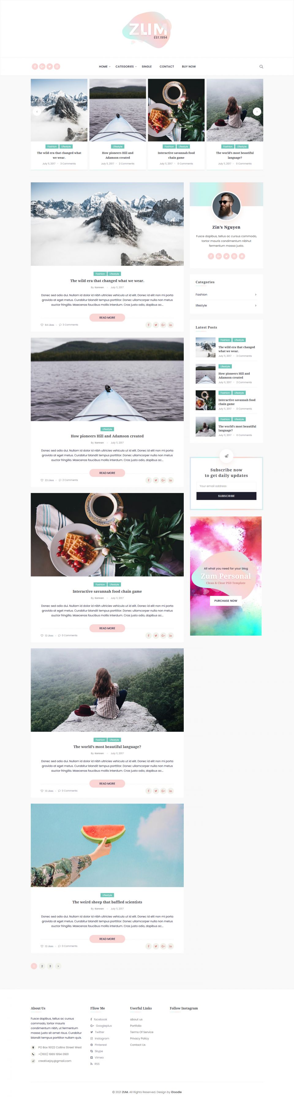 WordPress template ThemeForest ZUM